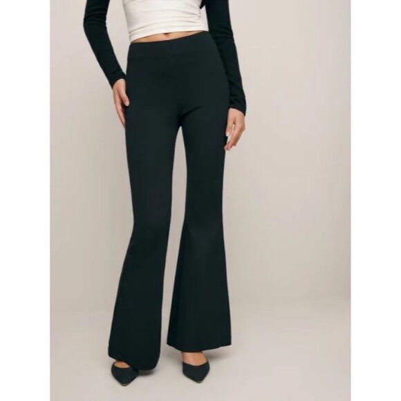 Reformation Jolie Pant in Black Knit Stretchy Flare Hidden Zip NWT size 8 $178 - Picture 4 of 9